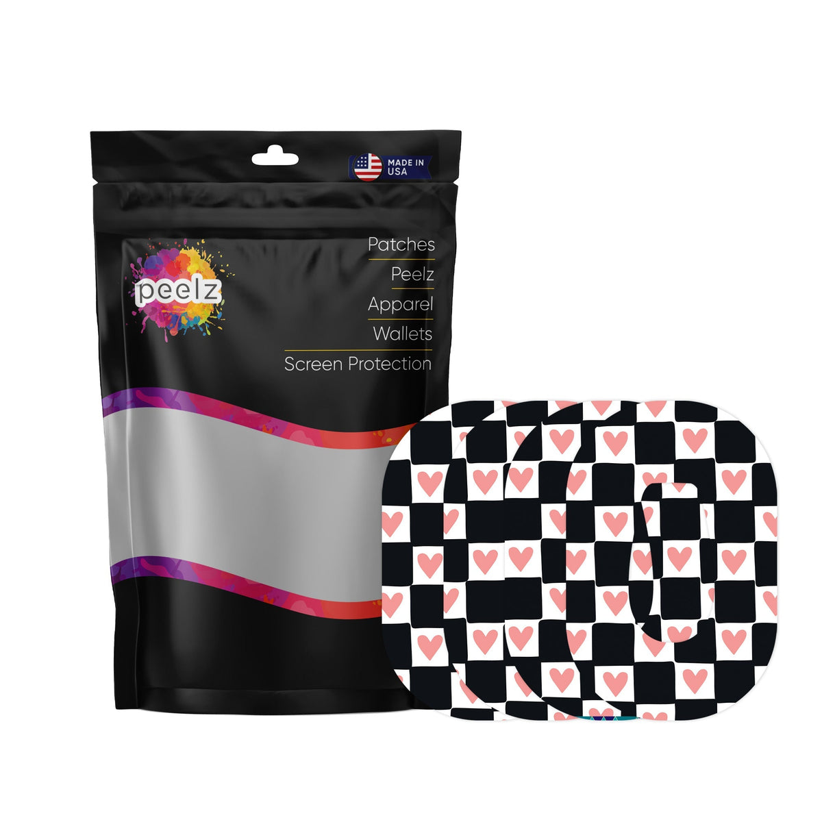 Checkered Hearts Patch  Tape Designed for the DEXCOM G6