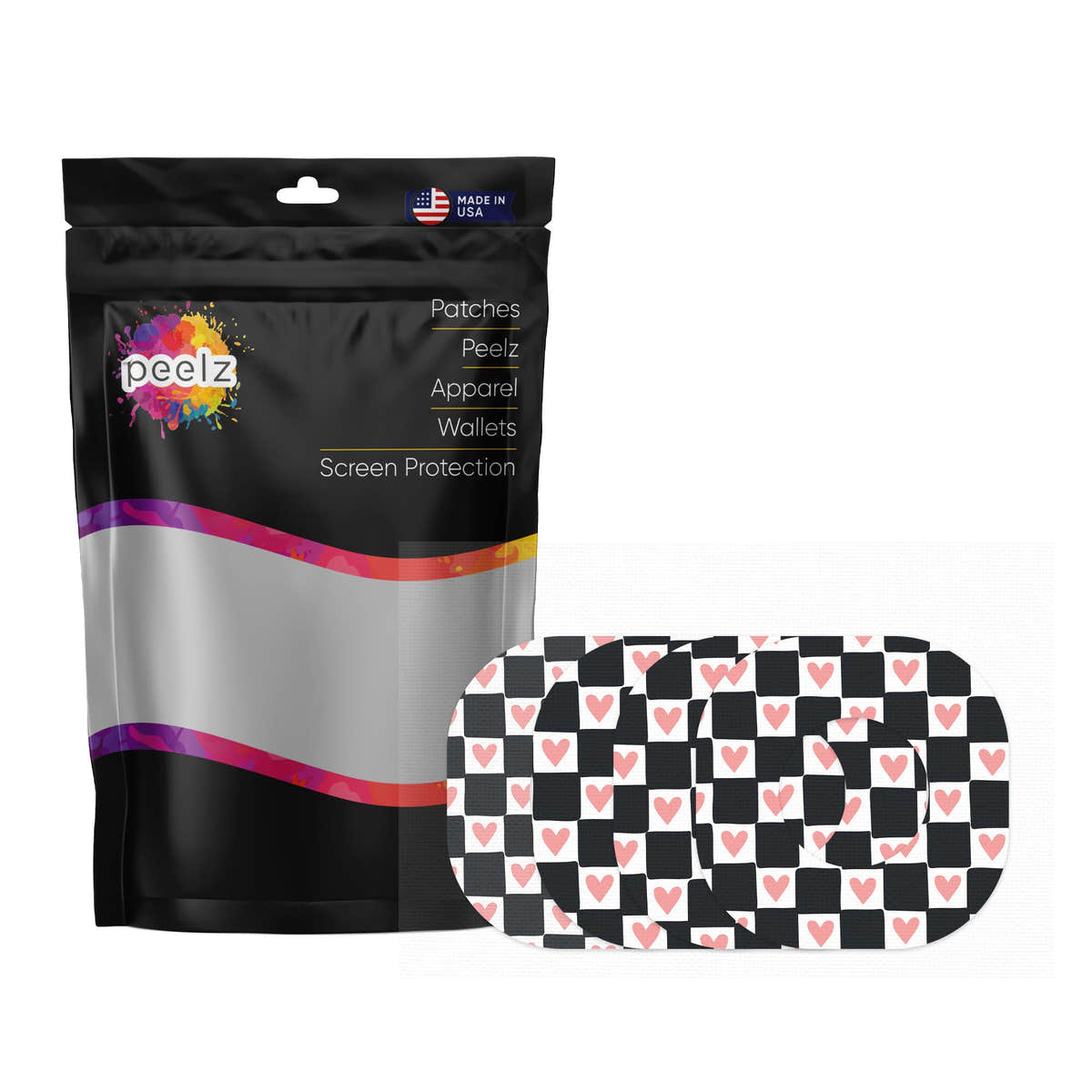 Checkered Hearts Dexcom G7 and Stelo Patch Tape - Pump Peelz