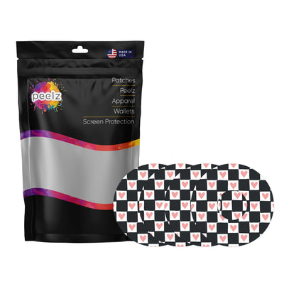Checkered Hearts Patch Tape Designed for the FreeStyle Libre 3 Plus & Lingo