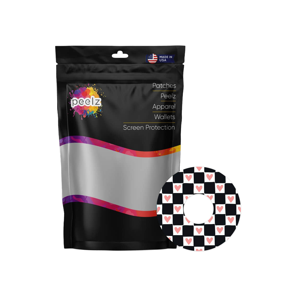 Checkered Hearts Patch Tape Designed for the FreeStyle Libre 3 Plus & Lingo