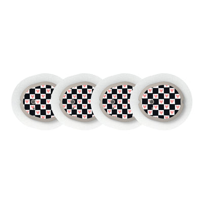 Checkered Hearts Sticker Designed for the DEXCOM G7 and Stelo Transmitter