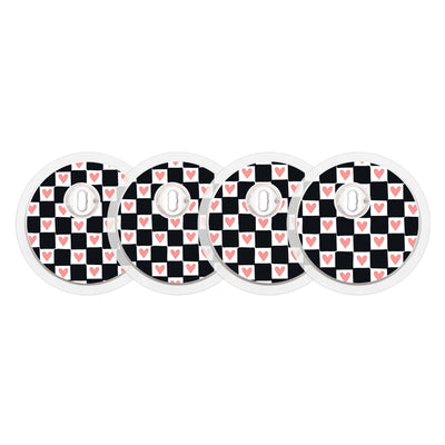 Checkered Hearts Sticker Designed for the FreeStyle Libre 3 Plus & Lingo  Sensor