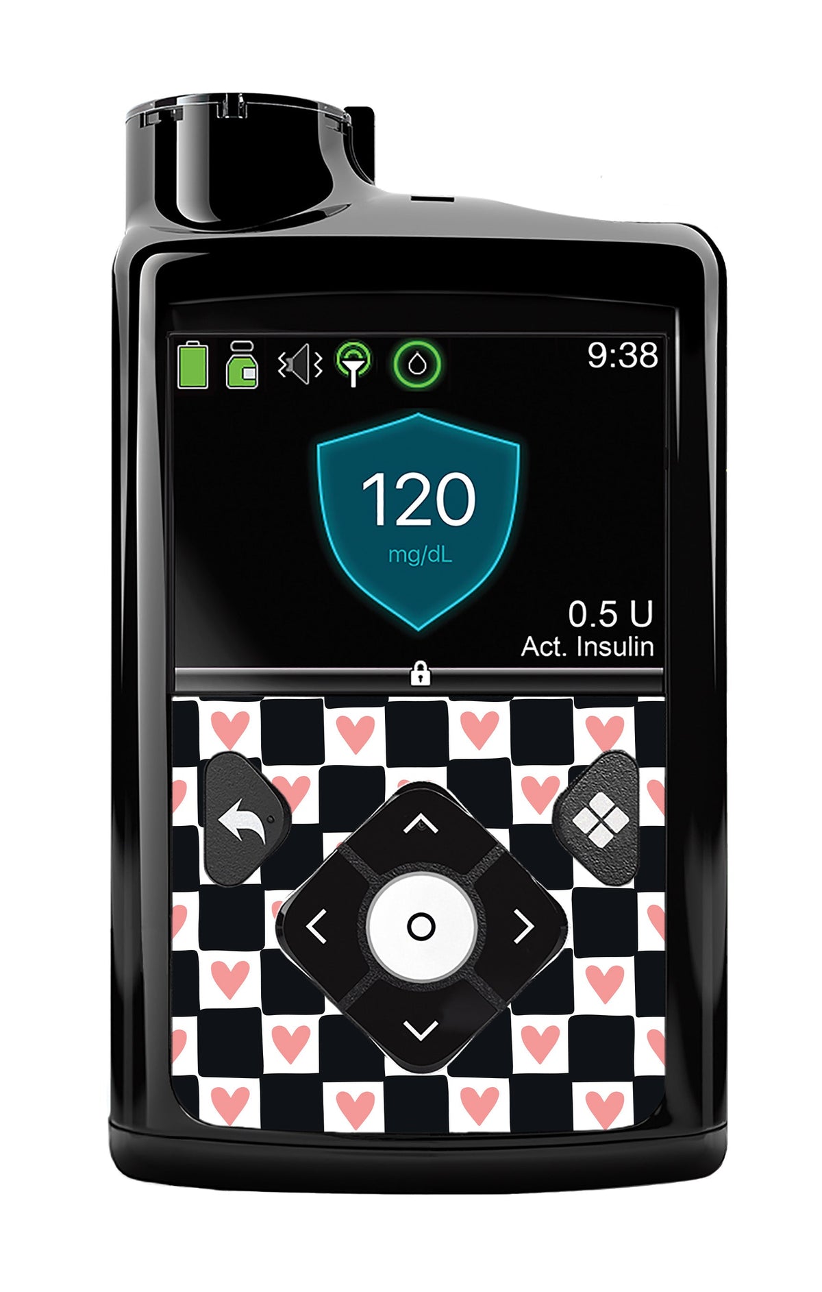 Checkered Hearts Sticker for Medtronic MiniMed 770G & 780G