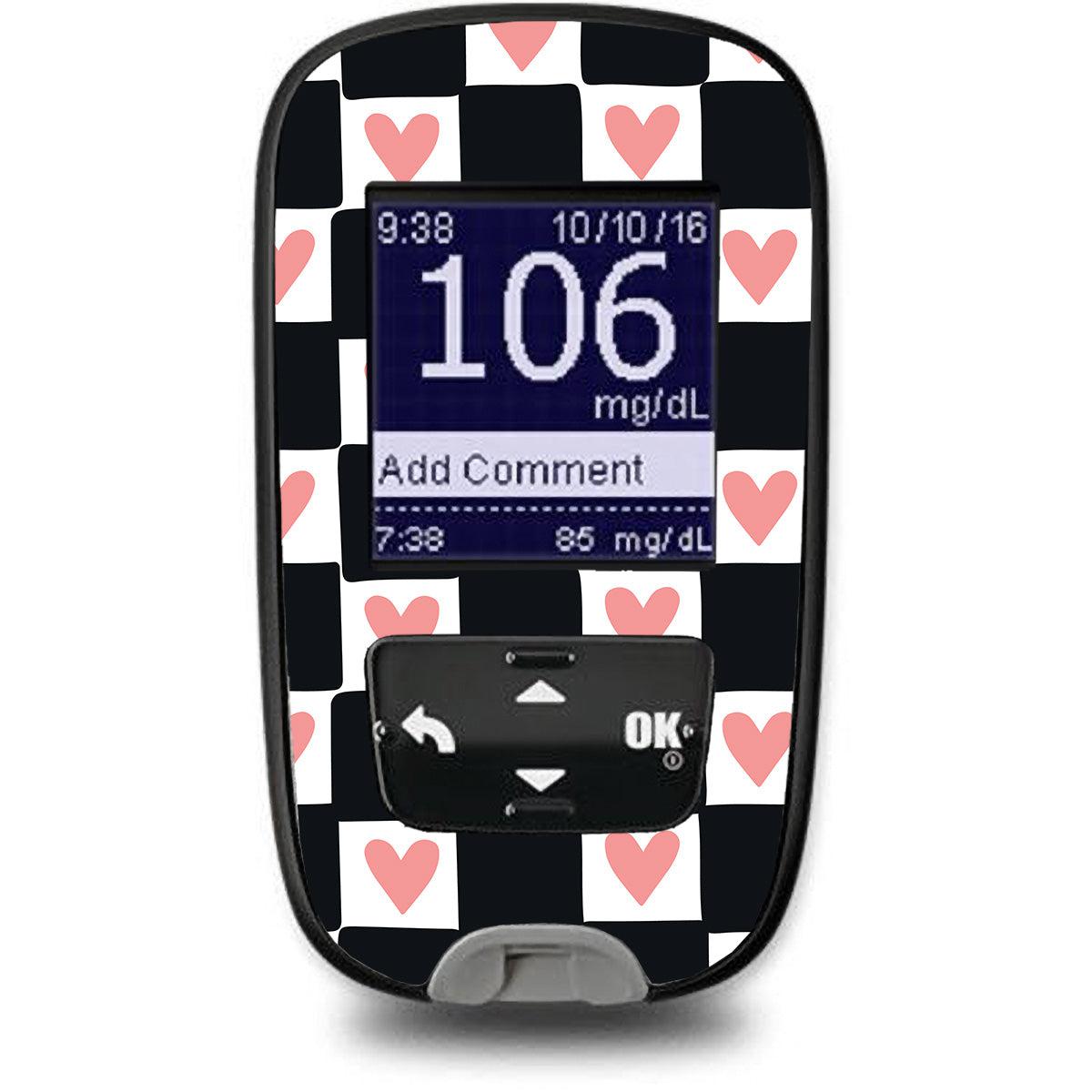 Checkered Hearts Sticker for the Accu-Chek Guide Glucometer