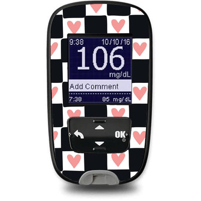 Checkered Hearts Sticker for the Accu-Chek Guide Glucometer