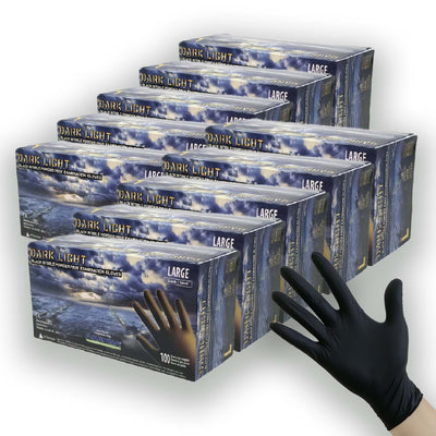 Dark Light Black Nitrile Gloves - Exam Grade, Powder Free (9 Mil), 1,000 Gloves - BOGO 20% OFF