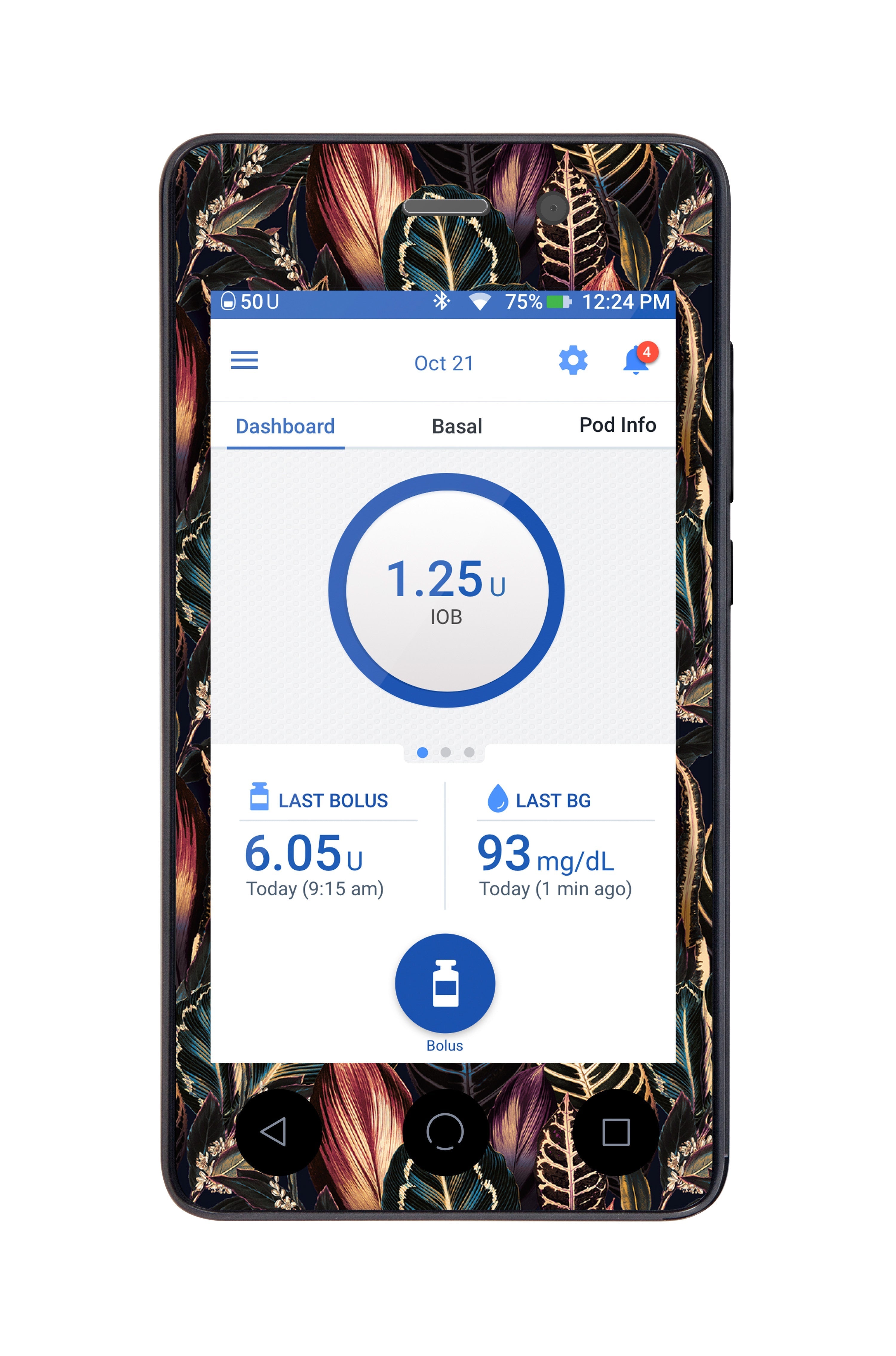 Dark Moon Leaves Sticker for Omnipod DASH® PDM – Pump Peelz