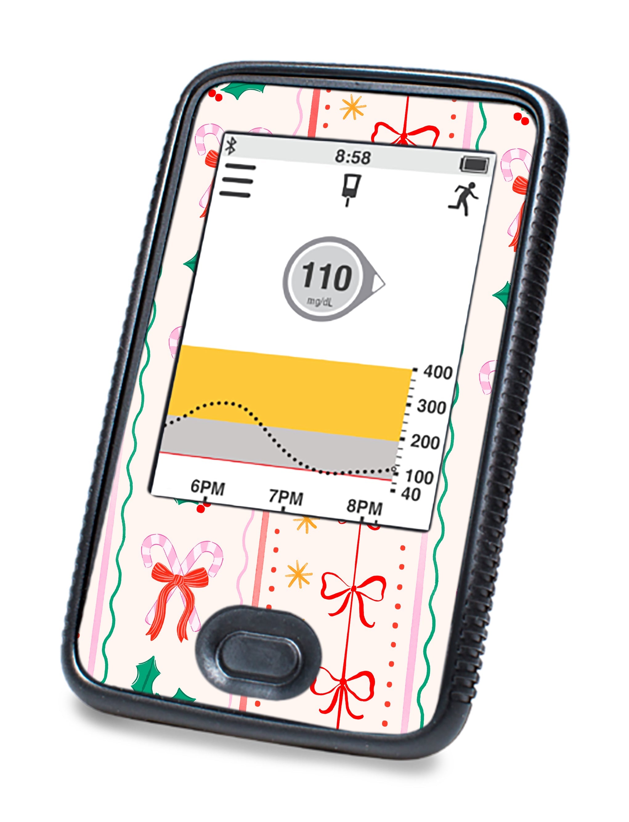 Holly Jolly Ribbon Dexcom G6 Touchscreen Receiver Sticker - Pump Peelz