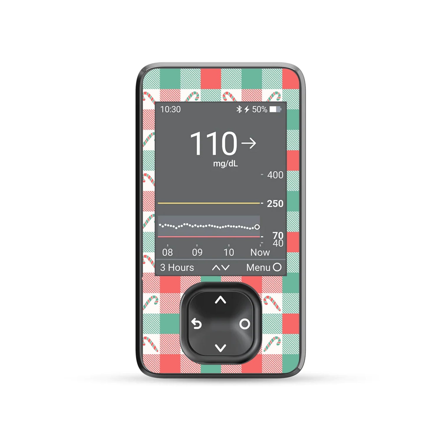 Peppermint Plaid Dexcom G7 and G6 Touchscreen Receiver Sticker - Pump Peelz
