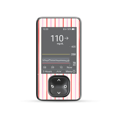 Peppermint Stripes Dexcom G7 and G6 Touchscreen Receiver Sticker - Pump Peelz