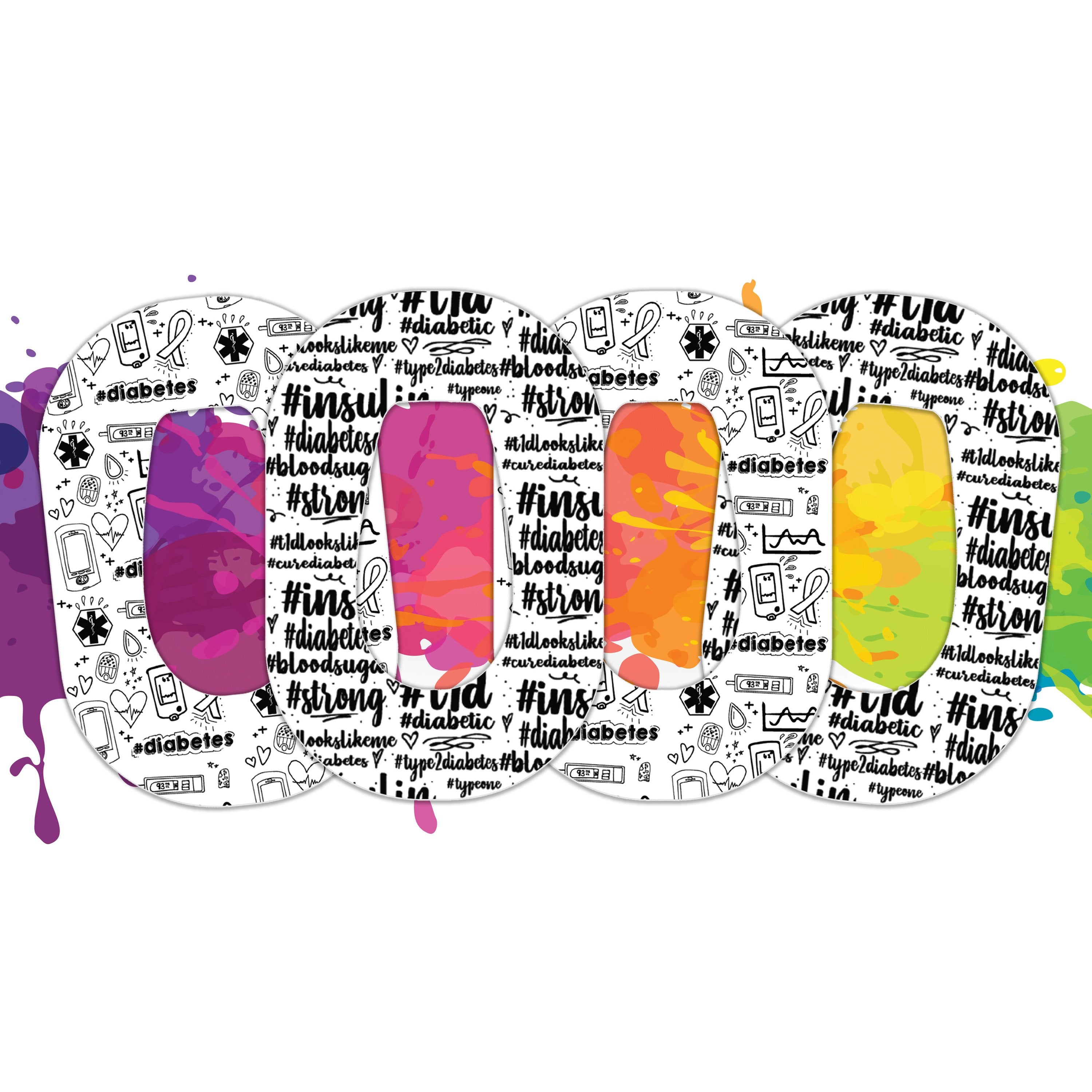 Diabetes Awarenes s Doodles Dexcom G6 Patch Tape - Pump Peelz