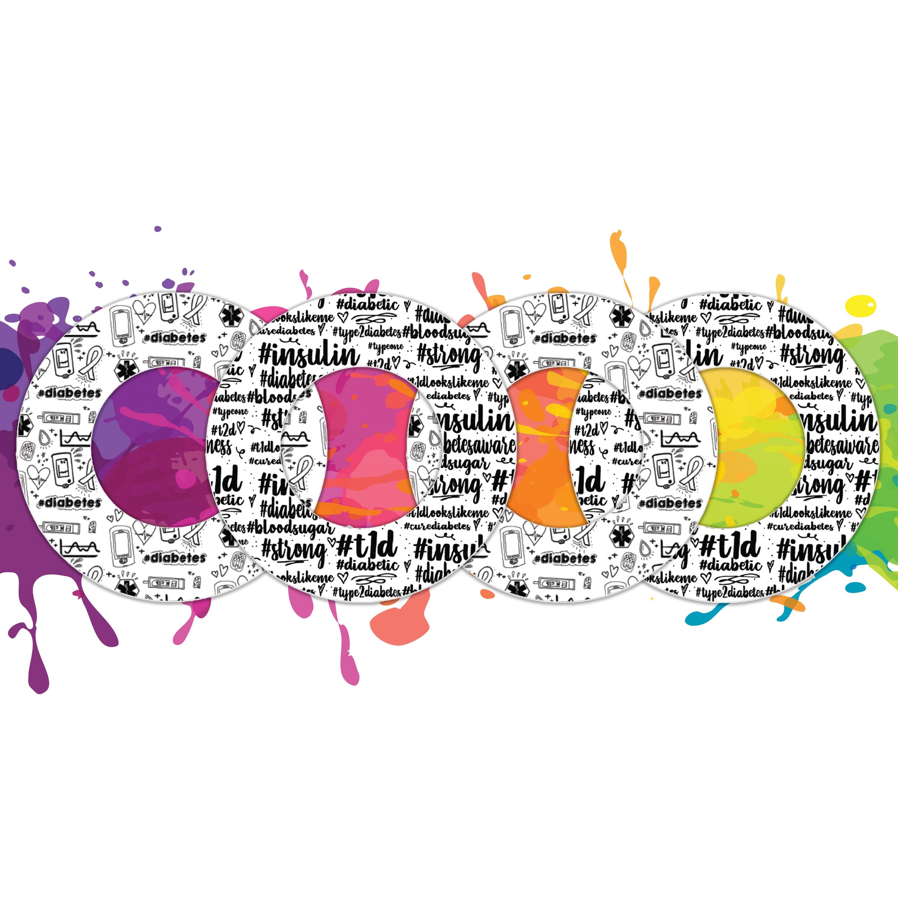 Diabetes Awareness Doodles FreeStyle Libre 2 Patch Tape - Pump Peelz