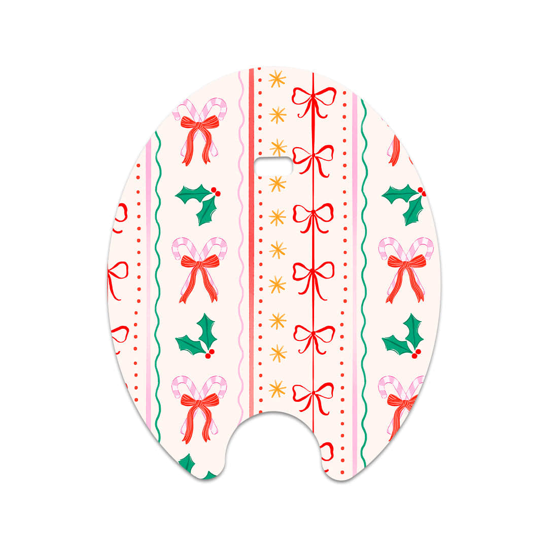 Holly Jolly Ribbon Eversense Smart Transmitter Sticker - Pump Peelz