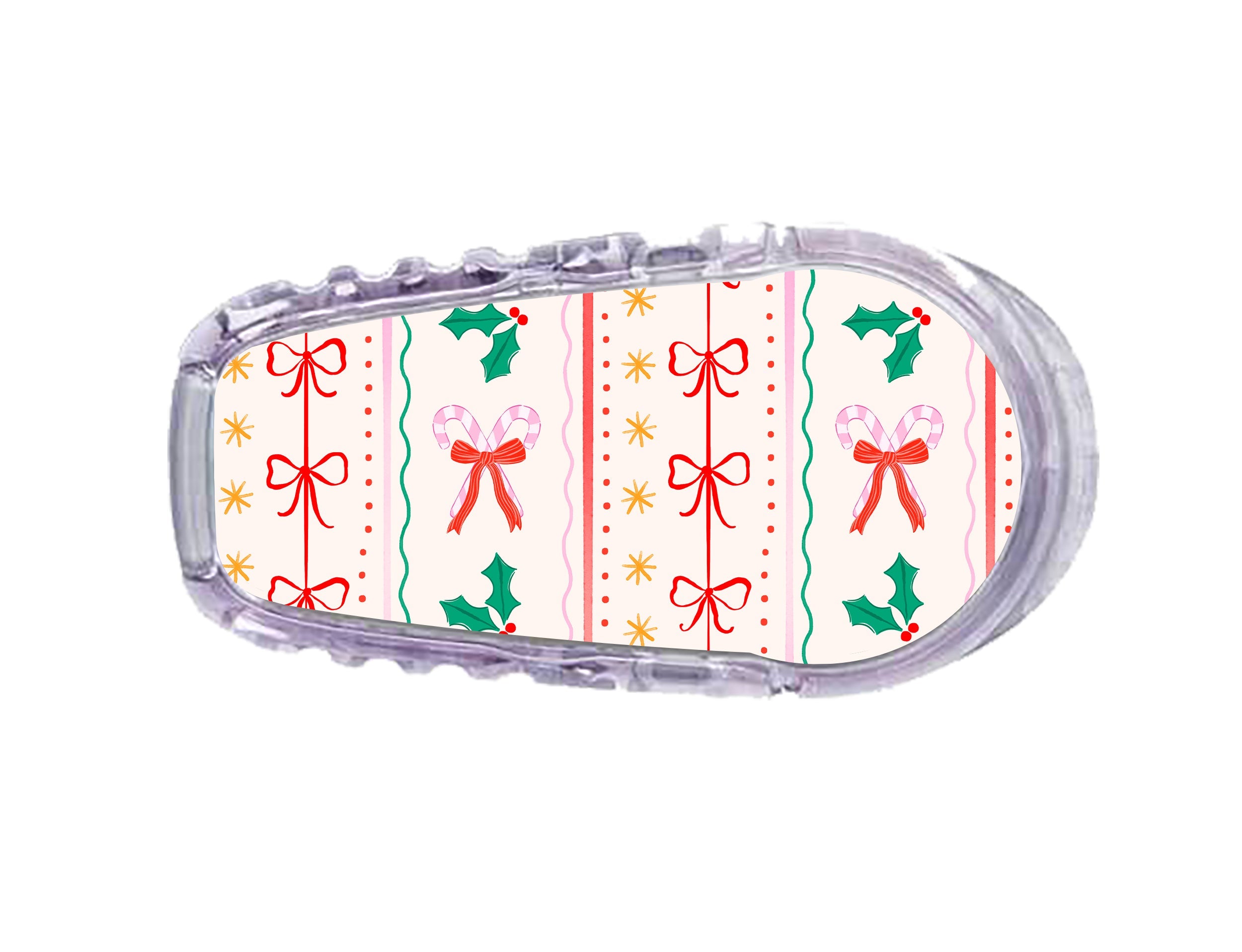 Holly Jolly Ribbon Dexcom G6 Transmitter Sticker - Pump Peelz