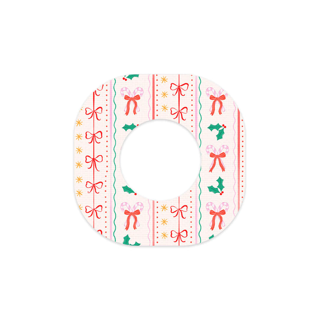 Holly Jolly Ribbon Dexcom G7 and Stelo Patch Tape - Pump Peelz