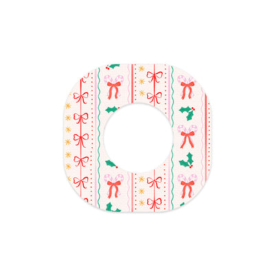 Holly Jolly Ribbon Dexcom G7 and Stelo Patch Tape - Pump Peelz