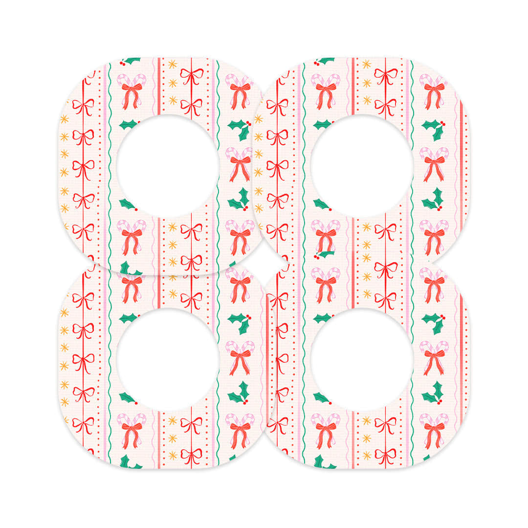 Holly Jolly Ribbon Dexcom G7 and Stelo Patch Tape - Pump Peelz