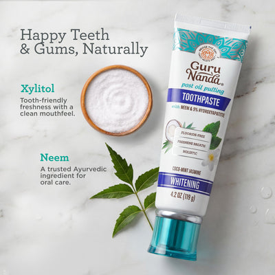 Hydroxyapatite & Neem Whitening Toothpaste, Fluoride Free – 4.2 oz