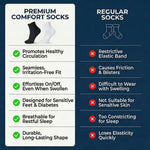 Bamboo Crew Socks For Wide & Sensitive Feet and Large Feet — Non-Binding, Cushion Sole (Black), Multi-Pack