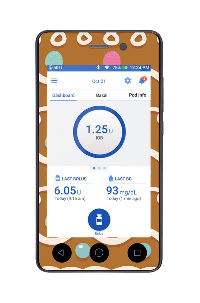 Gingerbread Sticker for Omnipod DASH® PDM – Pump Peelz