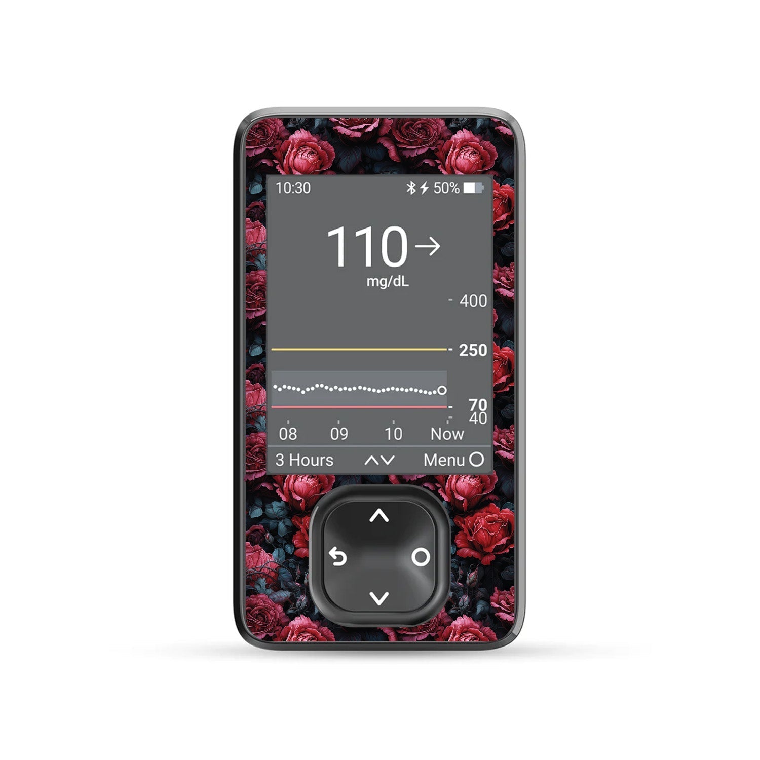 Gothic Roses DEXCOM G7 and Stelo and G6 Touchscreen Receiver Sticker