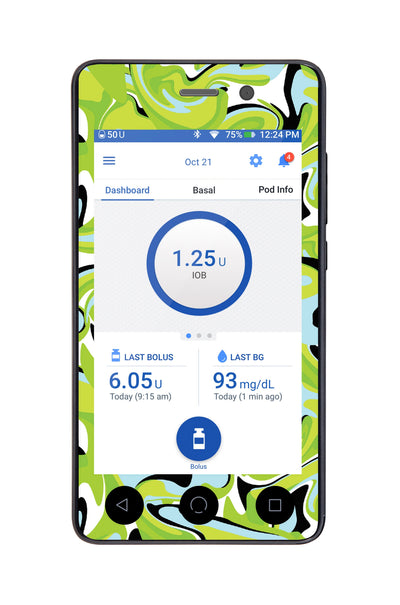 Green Flow Sticker for Omnipod DASH® PDM – Pump Peelz