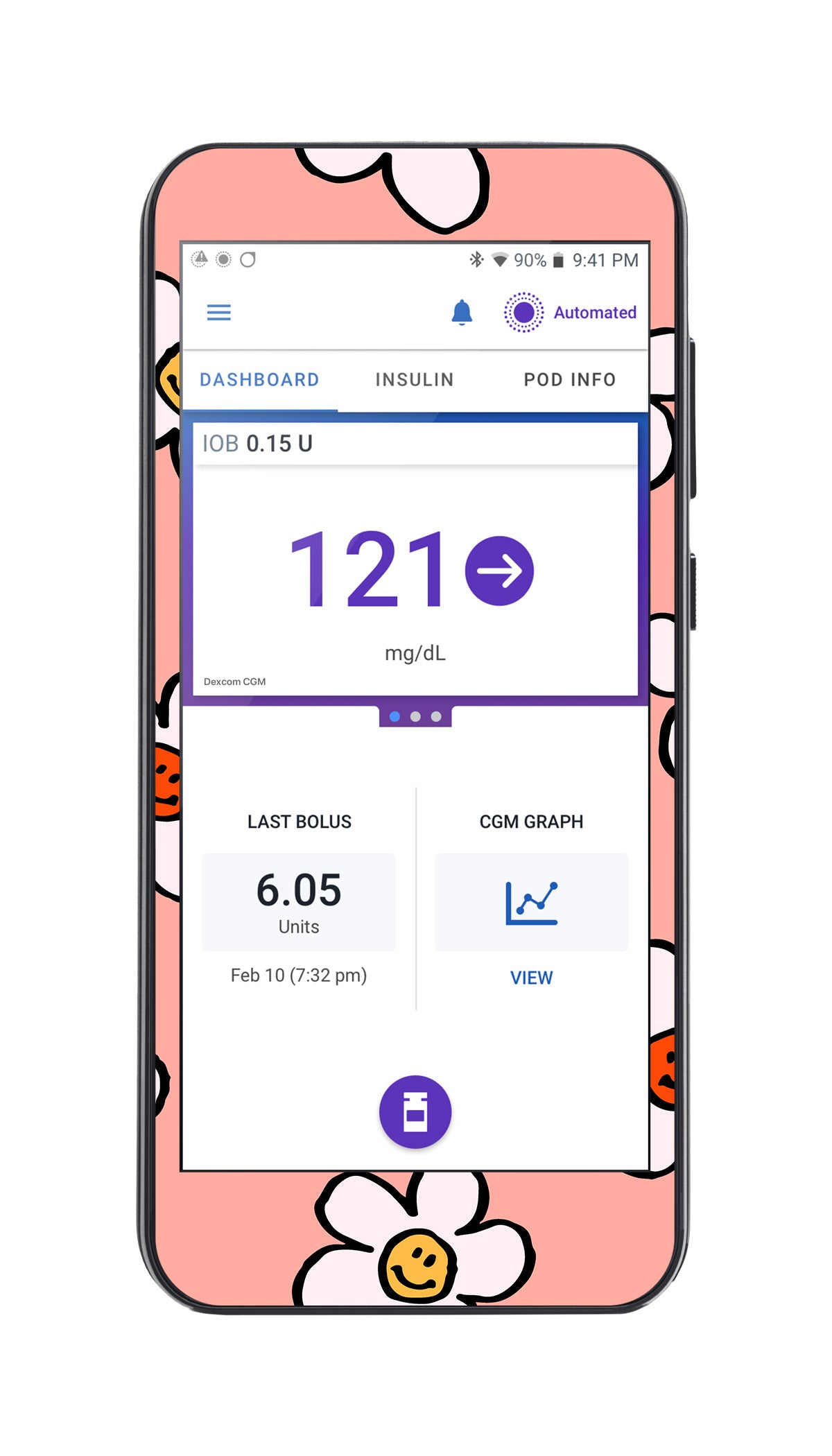 Happy Flowers Sticker for Omnipod® 5 Controller – Pump Peelz