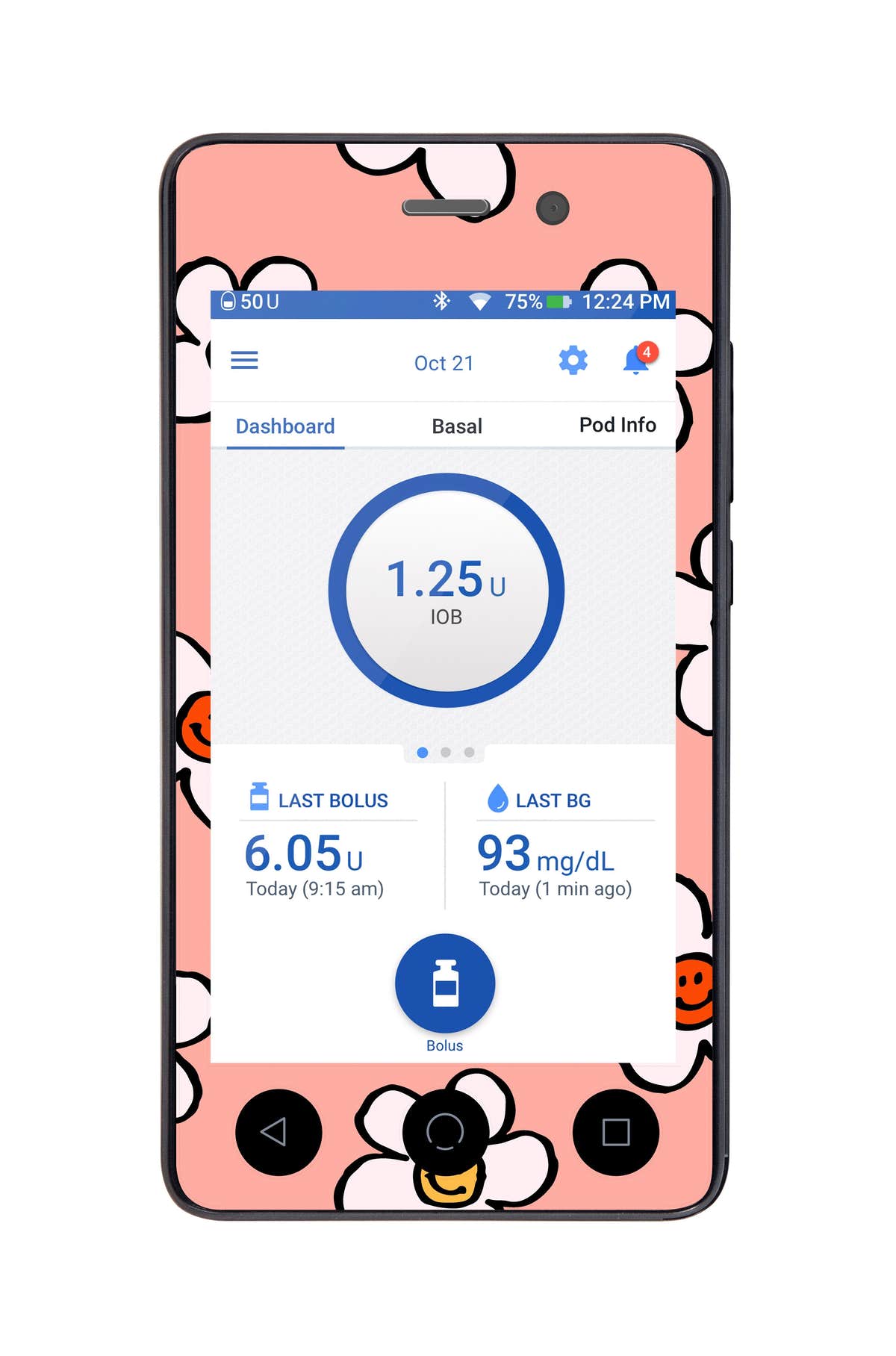 Happy FlowersSticker for Omnipod DASH® PDM – Pump Peelz