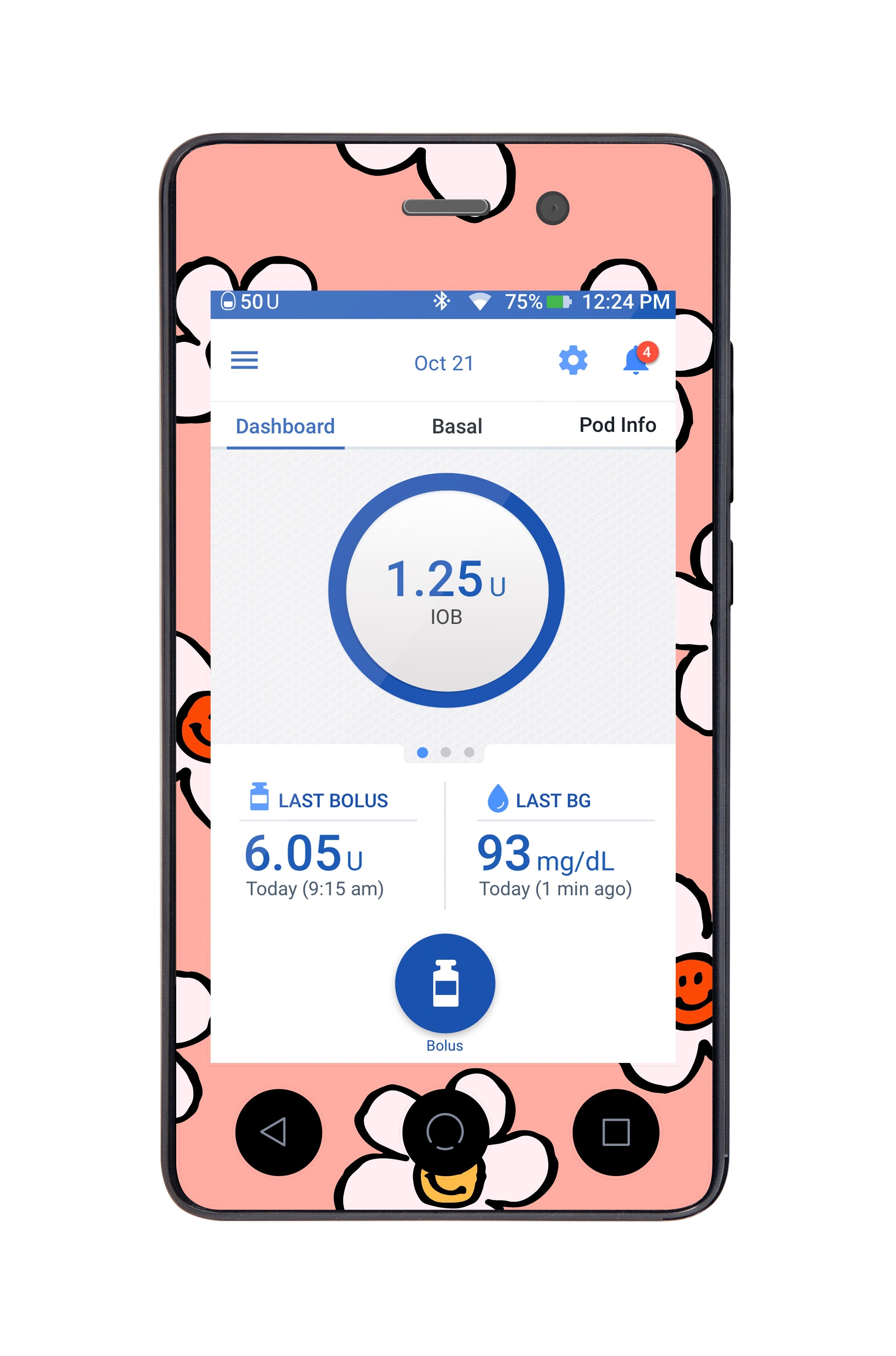 Happy FlowersSticker for Omnipod DASH® PDM – Pump Peelz