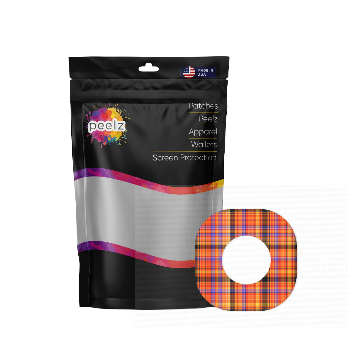 Pumpkin Plaid Dexcom G7 and Stelo Patch Tape - Pump Peelz