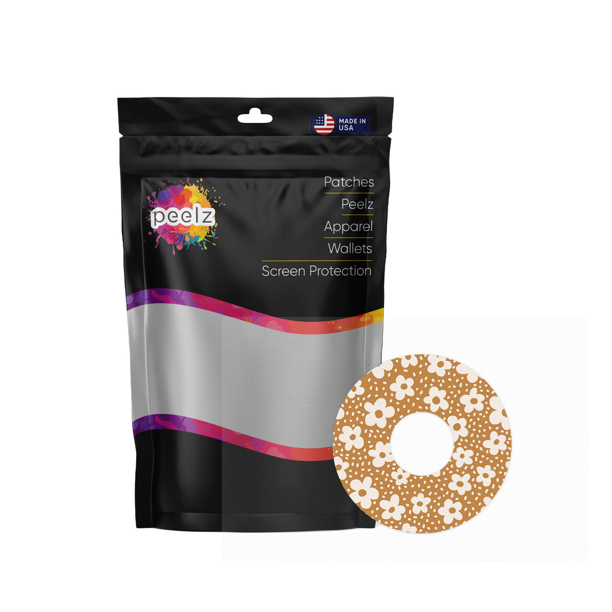 Caramel Daisies FreeStyle Libre 3 Plus & Lingo  Patch Tape - Pump Peelz