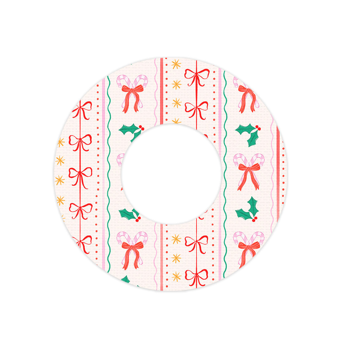 Holly Jolly Ribbon Freestyle Libre 2 Patch Tape - Pump Peelz