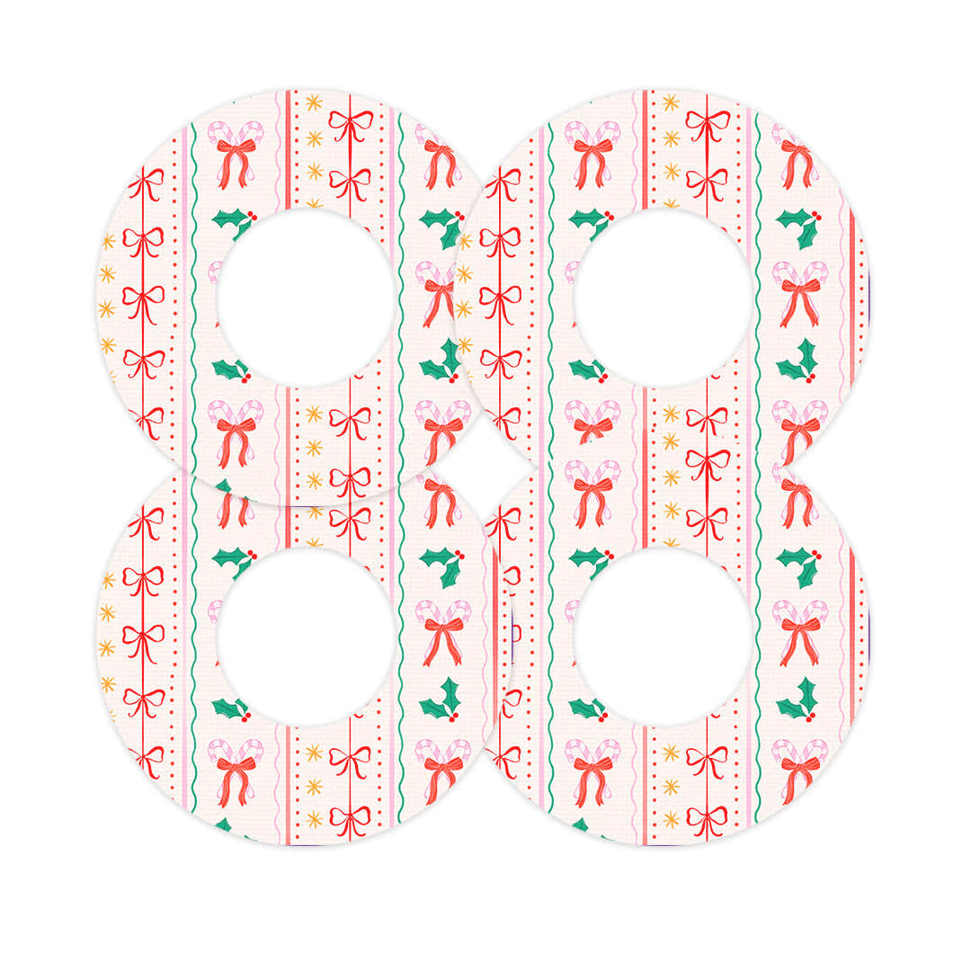Holly Jolly Ribbon Freestyle Libre 2 Patch Tape - Pump Peelz