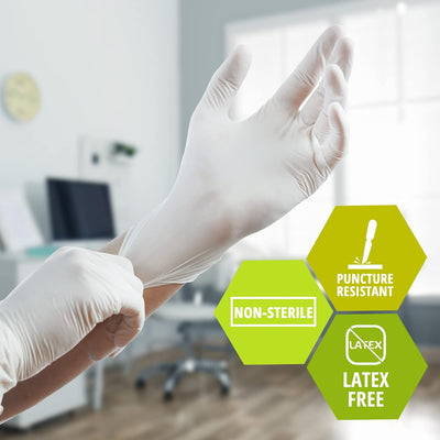 MedPride Latex Exam Gloves - 5 Mil Thick Non-Sterile - Powder Free - 100 Gloves / Case of 10 (1000 count)