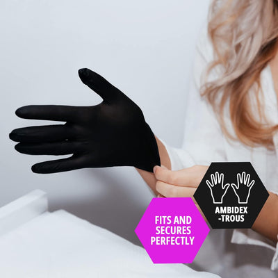 MedPride Black Nitrile Exam Gloves Powder Free Non Sterile - 4 Mil Thick- 50 Gloves / Case of 20 (1000 count)