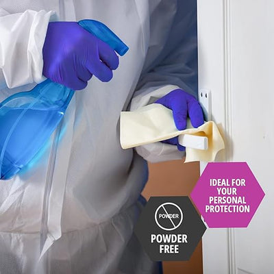 MedPride Nitrile Ice Blue Exam Gloves 4.6 Mil Thick Powder Free Non Sterile - 50 Gloves / Case of 20(1000 count)