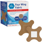 MedPride Sterile Four Wing Fabric Adhesive Bandage, 3" x 3" - 50/Box, Case of 24 (1200 Count)