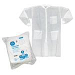 MedPride Lab Coat w/3 Pocket Knit Collar and Cuff - 10/Pack, Case of 3 (30 Count)