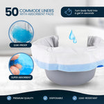 MedPride Disposable Commode Liner Bags with Absorbant Pads, Universal Size, 50 bags and pads  / Case of 12 (600 count)