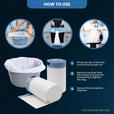 MedPride Disposable Commode Liner Bags, Universal Size, White 100 bags / Case of 6 (600 count)