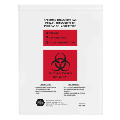 MedPride Biohazard Specimen Transport Bags, 100/pack, Case of 10 (1000 Count)