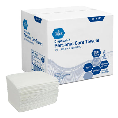 MedPride Disposable Dry Washcloths Spun Lace Quarter Fold, 11" x 12", 16 Packages x 50 Towels (800 Count)