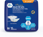 MedPride Adult Briefs with Refastenable Tabs, X-Large Size, 4 Packs of 15 (60 Count)