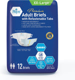 MedPride Adult Briefs with Refastenable Tabs, Large Size, 6 Packs of 12 (72 count)