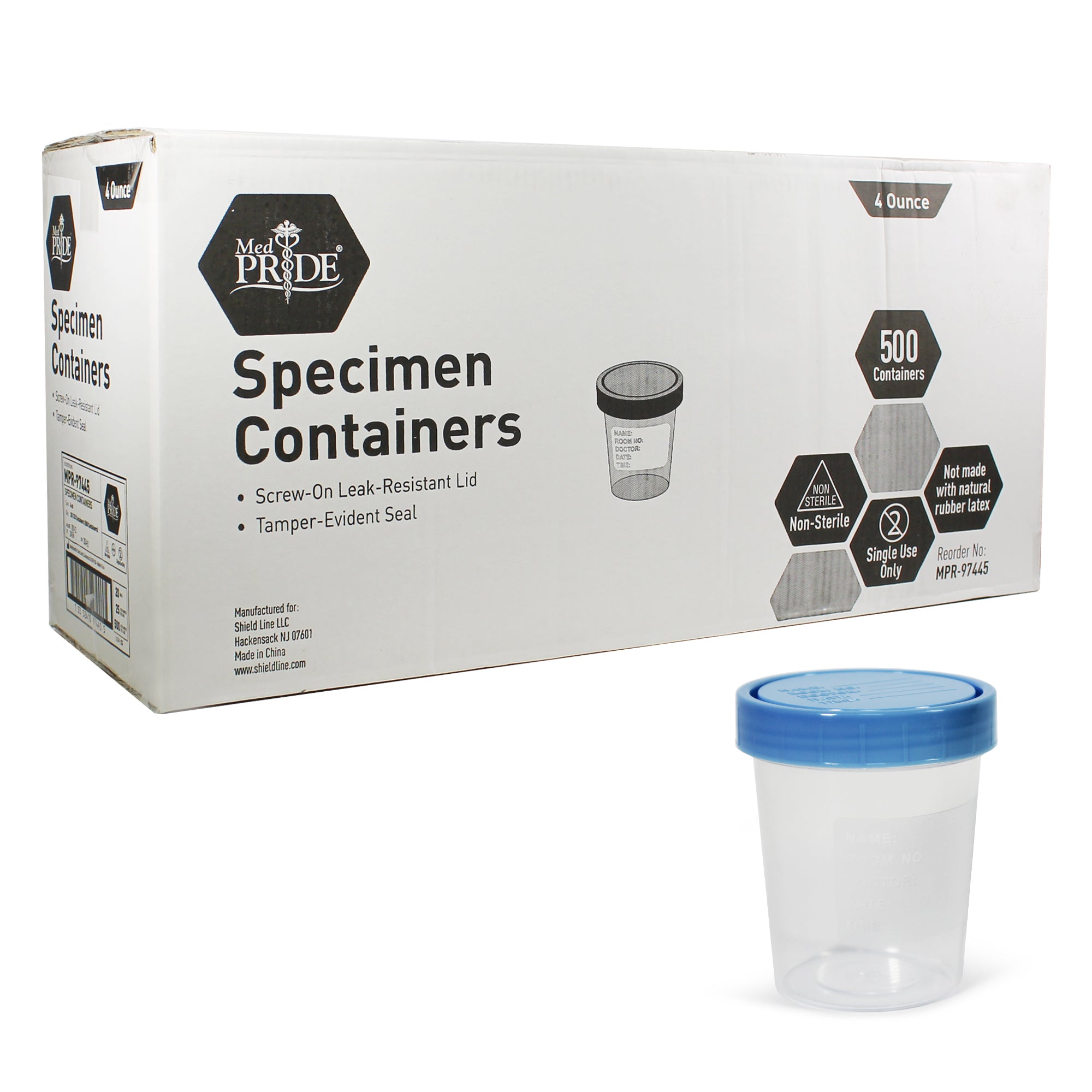 MedPride Disposable Specimen Containers Non-Sterile - 4oz.  500 cups