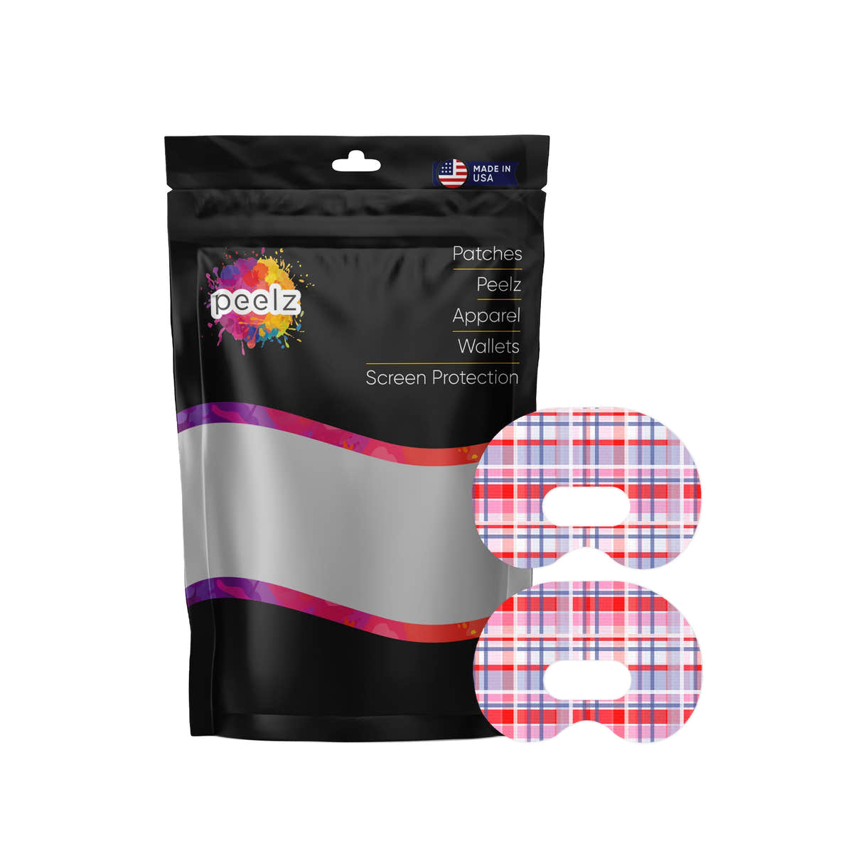 Party Plaid Medtronic Guardian Connect Patch Tape - Pump Peelz