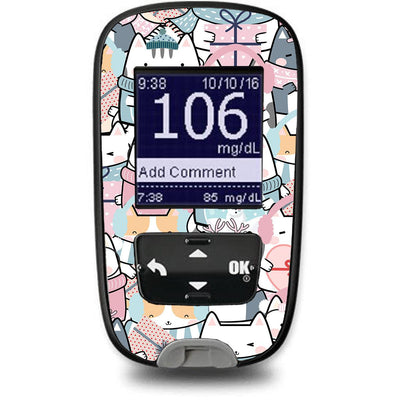 Meowy Christmas Sticker for the Accu-Chek Guide Glucometer