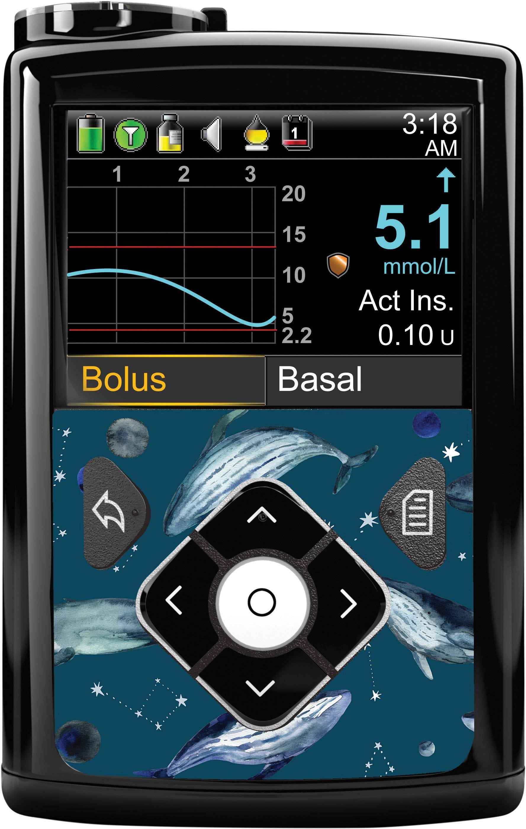 Midnight Whales for Sticker for Medtronic MiniMed 770G & 780G