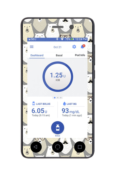 Mr. Bear Sticker for Omnipod DASH® PDM – Pump Peelz