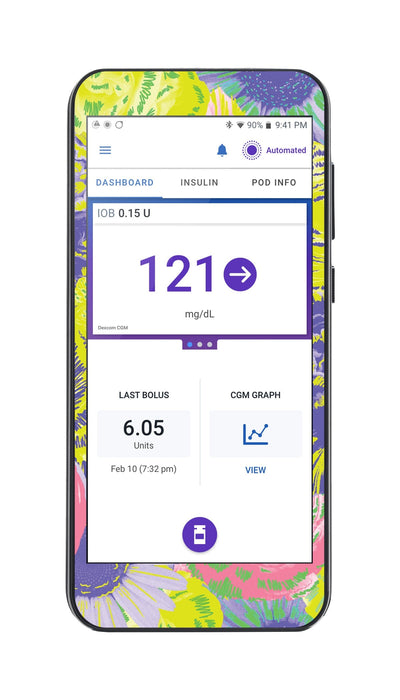 Neon Floral Sticker for Omnipod® 5 Controller – Pump Peelz